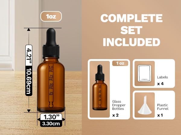 2 Pack Amber Dropper Bottle 1 oz