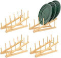 Bamboo Dish Rack, 4 Pack, Bamboo Plate Organizer