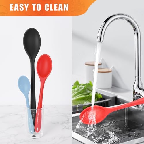 3 Pcs Silicone Spoons Set of 7.9 10.6 14.2 inch