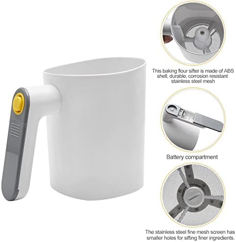 Electric Flour Sifter, Battery Operated Flour Sieve, 4 Cup/1L Baking Tool