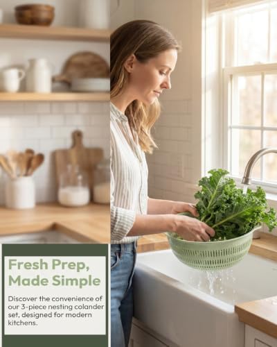 3 pcs Plastic Wash Basket Round Perforated Colander Wash Vegetables and Fruits