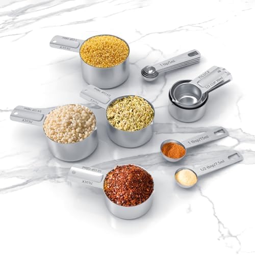 TILUCK Stainless Steel Measuring Cups & Spoons Set, Coffee Scoop Spoon