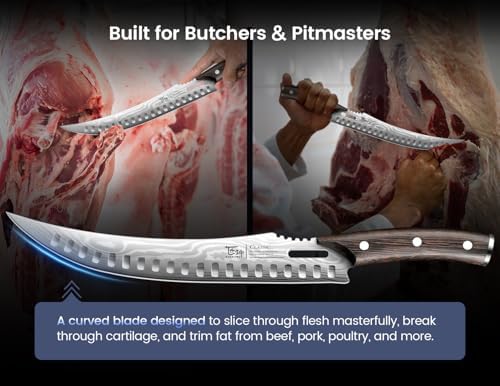 SYOKAMI Butcher Breaking Knife for Meat Cutting, 10.5 Inch Carving Knife