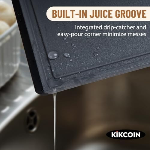 Kikcoin Plastic Cutting Boards for Kitchen, 3-Piece Large Cutting Board Set