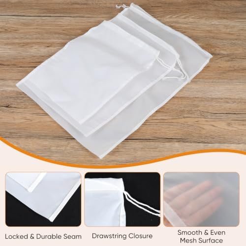 Ultra Fine 300 Mesh Nylon Strainer Bags – 8"x12", Reusable Kitchen Filter Bags
