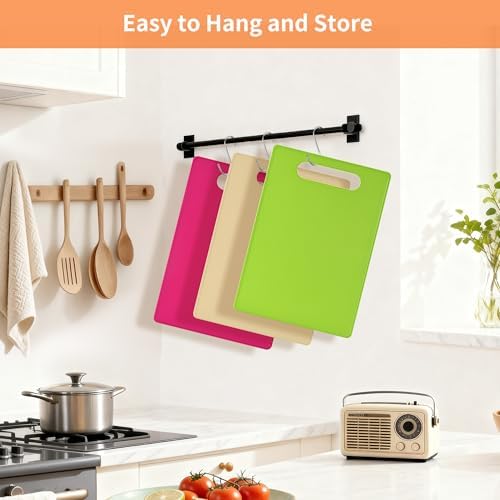 Luckyiren Plastic Cutting Board Set, 6-Piece Kitchen Cutting Mats