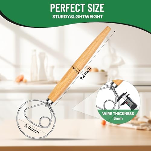 Danish Dough Whisk Stainless Steel Wood Handle
