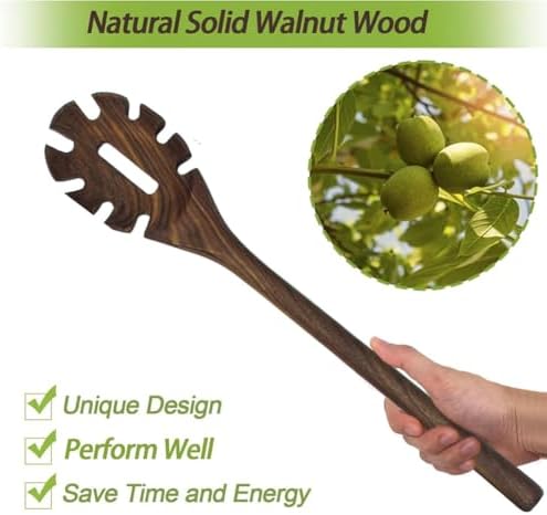 Walnut Wood Spaghetti Pasta Server Long Handle Wooden Pasta Spoon