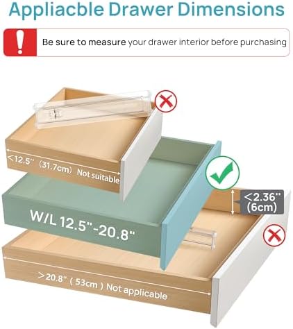 Vtopmart 4 Pack Shallow Drawer Dividers, 2.36" High 12.5"-20.8" Adjustable