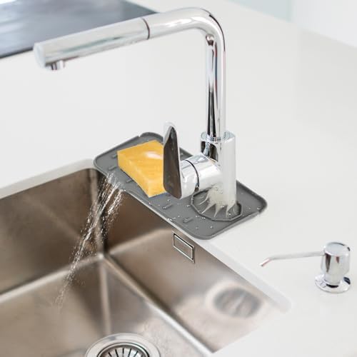 Dimeho Sink Faucet Splash Guard Mat Silicone Soap Dish Pad Faucet Handle Drip