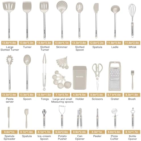 Kitchen Utensil Set-Silicone Cooking Utensils-33 Kitchen Gadgets & Spoons