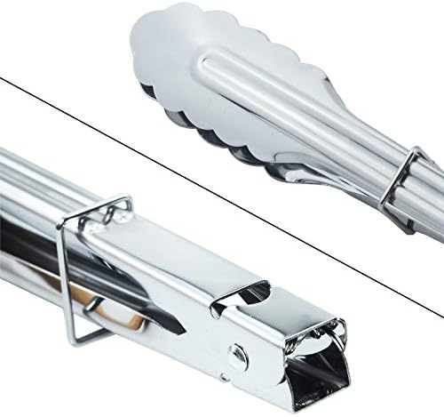 HINMAY 3PCS Stainless Steel Kitchen Tongs 7/9/12 Inch Cooking Tongs Set