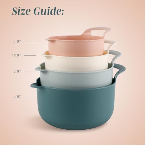 COOK WITH COLOR Nesting Plastic Mixing Bowl Set with Pour Spouts and Handles