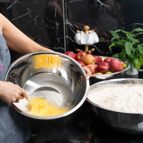 5 Quart Large Stainless Steel Mixing Bowls Set, Nesting Bowls