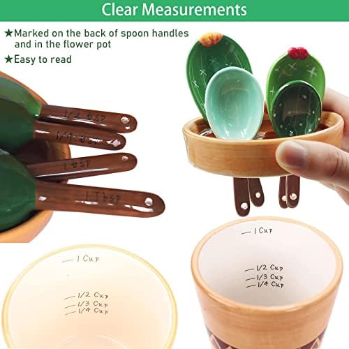 Cactus Measuring Spoons Set in Pot Unique Measuring Cups and Spoons