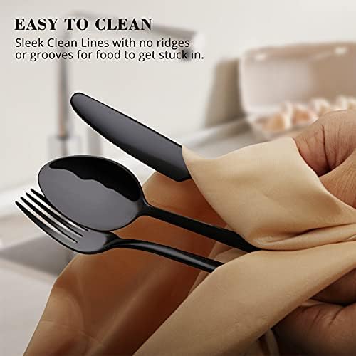 KINGSTONE Black Silverware Set, 20-Piece Flatware Set