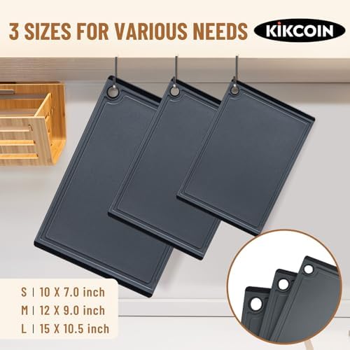 Kikcoin Plastic Cutting Boards for Kitchen, 3-Piece Large Cutting Board Set