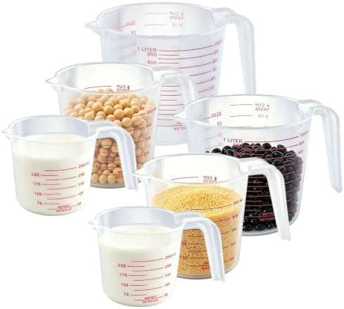 Unbreakable Plastic Measuring Cups 6 Piece Food-Grade Measuring Jugs,