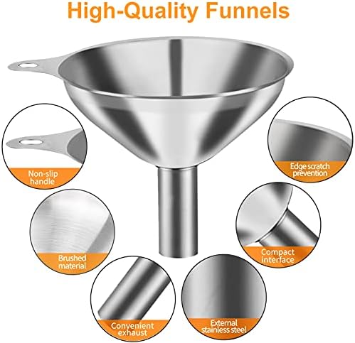 Metal Stainless Steel Funnel, Large Medium Small Funnel Set of 3, Food Grade