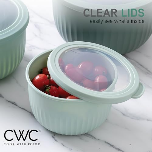 COOK WITH COLOR Prep Bowls with Lids- Wide and Deep Nesting Plastic Small