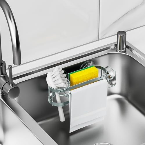 Cisily Kitchen Sink Caddy Sponge Holder in The Sink, Stainless Steel Kitchen