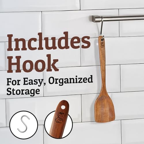PriorityChef Premium Teak Flat Wooden Spatula
