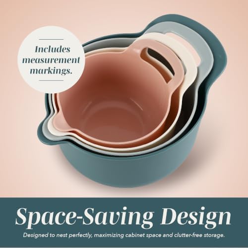 COOK WITH COLOR Nesting Plastic Mixing Bowl Set with Pour Spouts and Handles