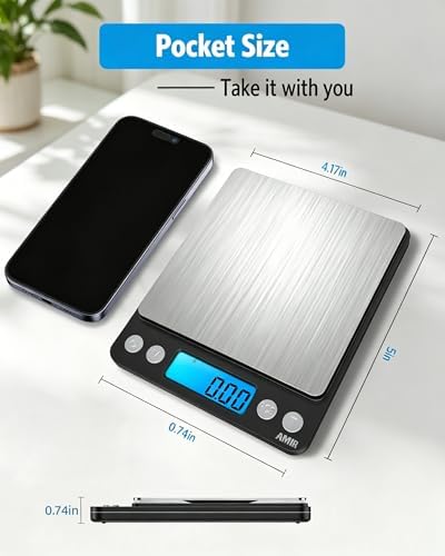 AMIR Digital Kitchen Scale, 500g/0.01g Mini Pocket Jewelry Scale, Cooking Food