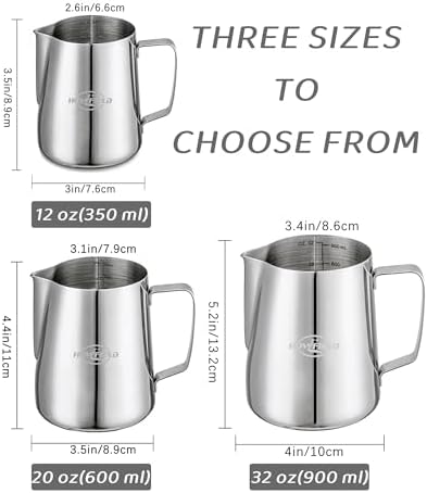 20oz Milk Frothing Pitcher, 304 Stainless Steel Latte Jug