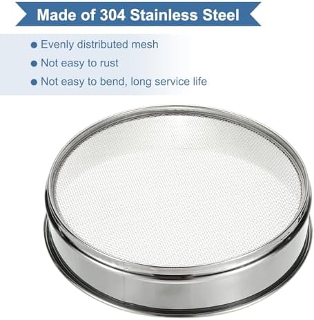 PATIKIL 10 Mesh Lab Sieve, 11.8" Diameter Sifting Screen 304 Stainless Steel