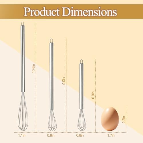 Whisks for Cooking, 3 Pack Mini Whisk for Whisking, Blending Eggs & Sauces