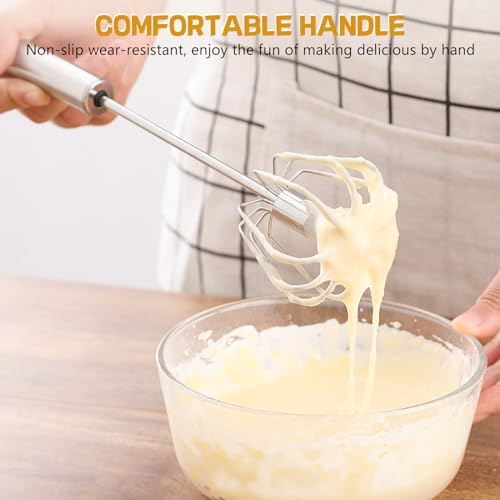 NileHome Stainless Steel Whisk Set 8" 10" + 12" Semi-Automatic Rotary