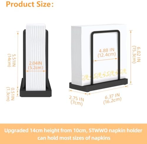 STWWO Napkin Holder for Table, Wood Metal Napkin Holder for Kitchen Dining