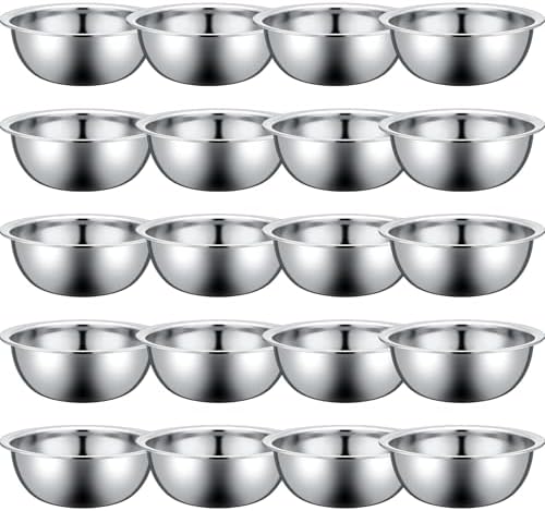 Pinkunn 20 Pcs Stainless Steel Mixing Bowls Bulk, 8.66 x 3 Inch