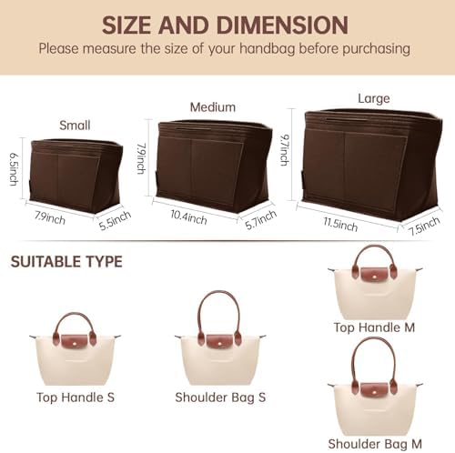 OPPOSHE Purse Organizer Insert for Longchamp Le Pliage, Premium Felt Long Champ