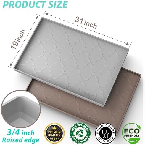 SIKADEER Waterproof Under Sink Mat 31" x 19" Silicone Mat Cabinet Protector