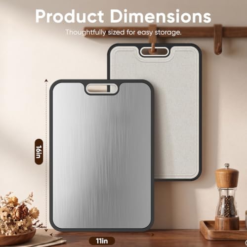 Titanium Cutting Board for Kitchen, Dual-Sided Pure Titanium Surface &
