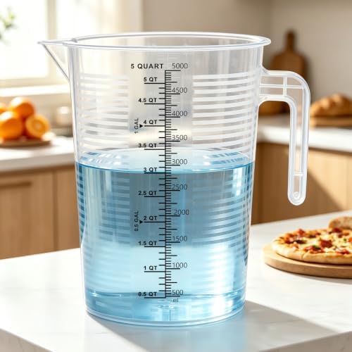 5000 ml Measuring Cup with Easy-Read Guide Stripes, 1 Gallon Plastic Pitcher