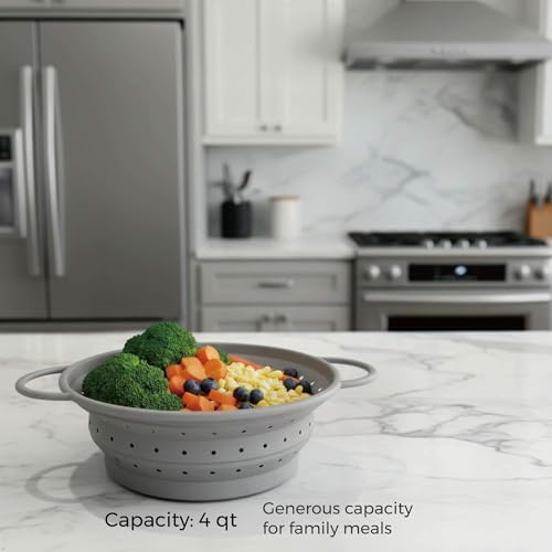 4‑Quart Silicone Collapsible Colander & Kitchen Collapsible Strainer