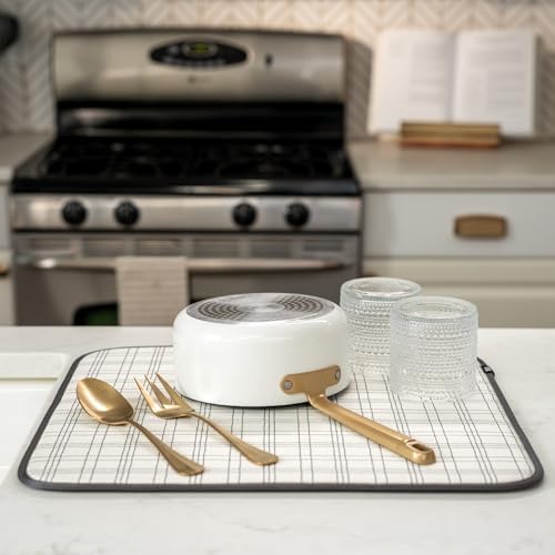 S&T INC. Dish Drying Mat, Stitched Plaid