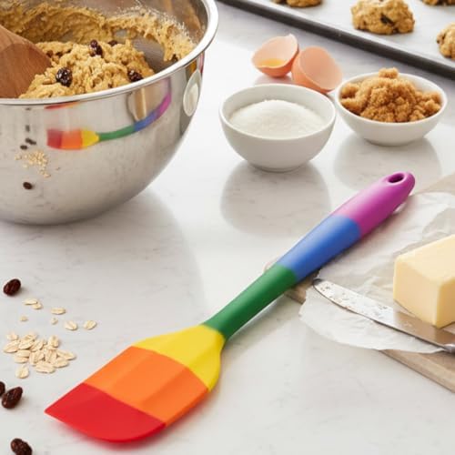 Cooking With Pride Non-Stick Scraper Spatula, Heat-Safe Silicone With Iron Core