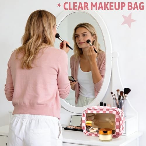 YOPCDJ 3PCS Clear Toiletry Bag, TSA Approved Travel Makeup Pouch