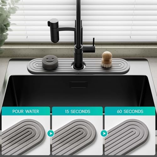 Stone Faucet Mat for Kitchen Sink – Diatomite Fast-Drying Stone Tray, Faucet