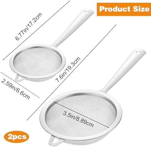 2 Pack Sieve Fine Mesh Stainless Steel, Mesh Strainer