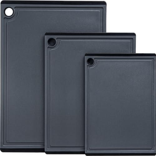 Kikcoin Plastic Cutting Boards for Kitchen, 3-Piece Large Cutting Board Set