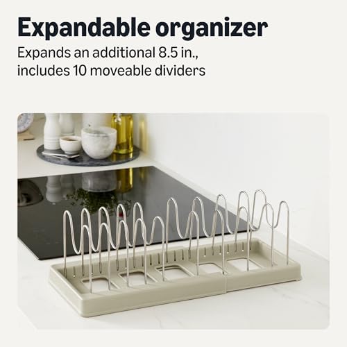 Amazon Basics Pot and Pan Organizer, Includes 10 Moveable Dividers, Stainless
