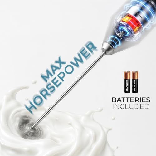 Zulay Kitchen Powerful Milk Frother AA Batteries Included – Ultra Fast Handheld
