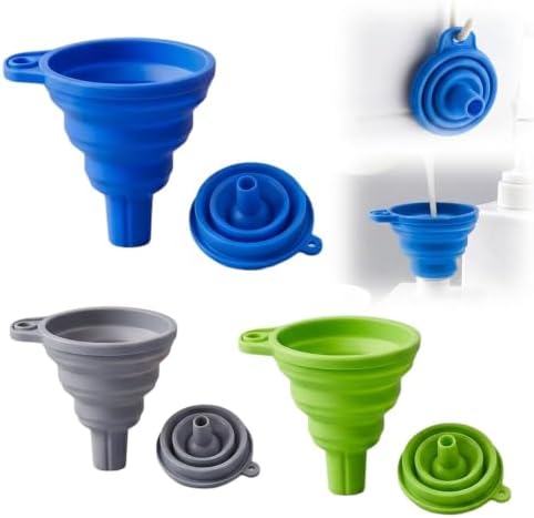 Kitchen Funnel Set 3 Pack, Food Grade Silicone Funnels