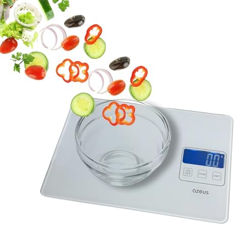 AZEUS Digital Kitchen Scale, 11 lb, USB Rechargeable, 1 g/0.04 oz