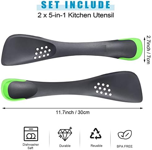 Patelai 2 Pack 5-in-1 Silicone Slotted Spoon Spatula Set
